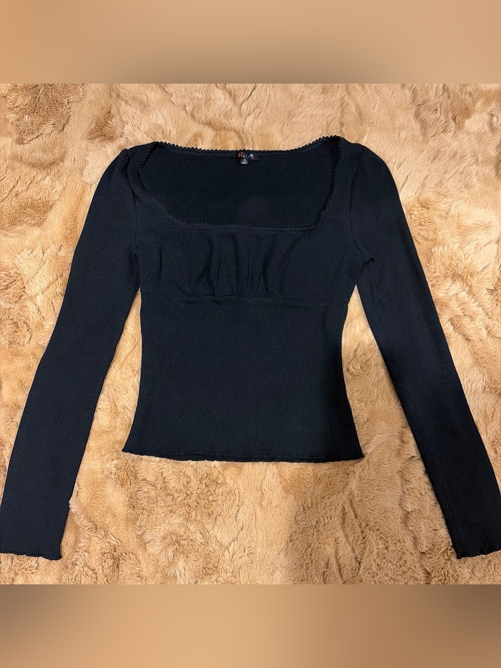 Delias Dolls Kill Black Thermal Top Long Sleeve 90s Y2K Grunge Goth